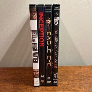 Lot of 4 DVDs - Hell or High Water, Inception, Eagle Eye, American Gangster
